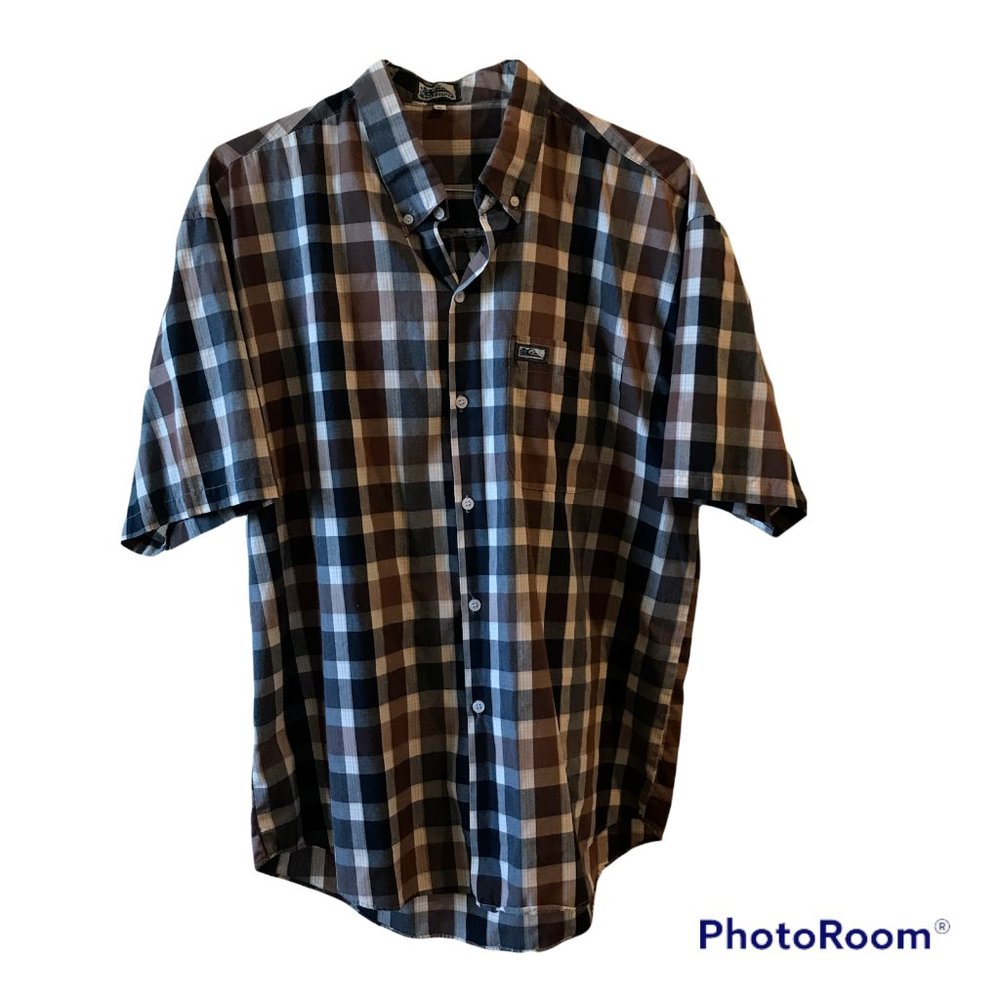 Quiksilver Button Down Shirt Men XL Plaid Short Sleeve Multicolor Pocket Logo